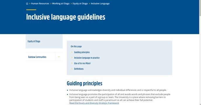 University of Otago Inclusive Language Guidelines